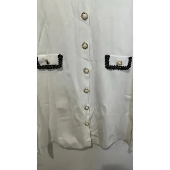 ALEXIA ADMOR White Colorblock Contrast Trim Pearly Buttons Odette Dress sz XL - Picture 6 of 16